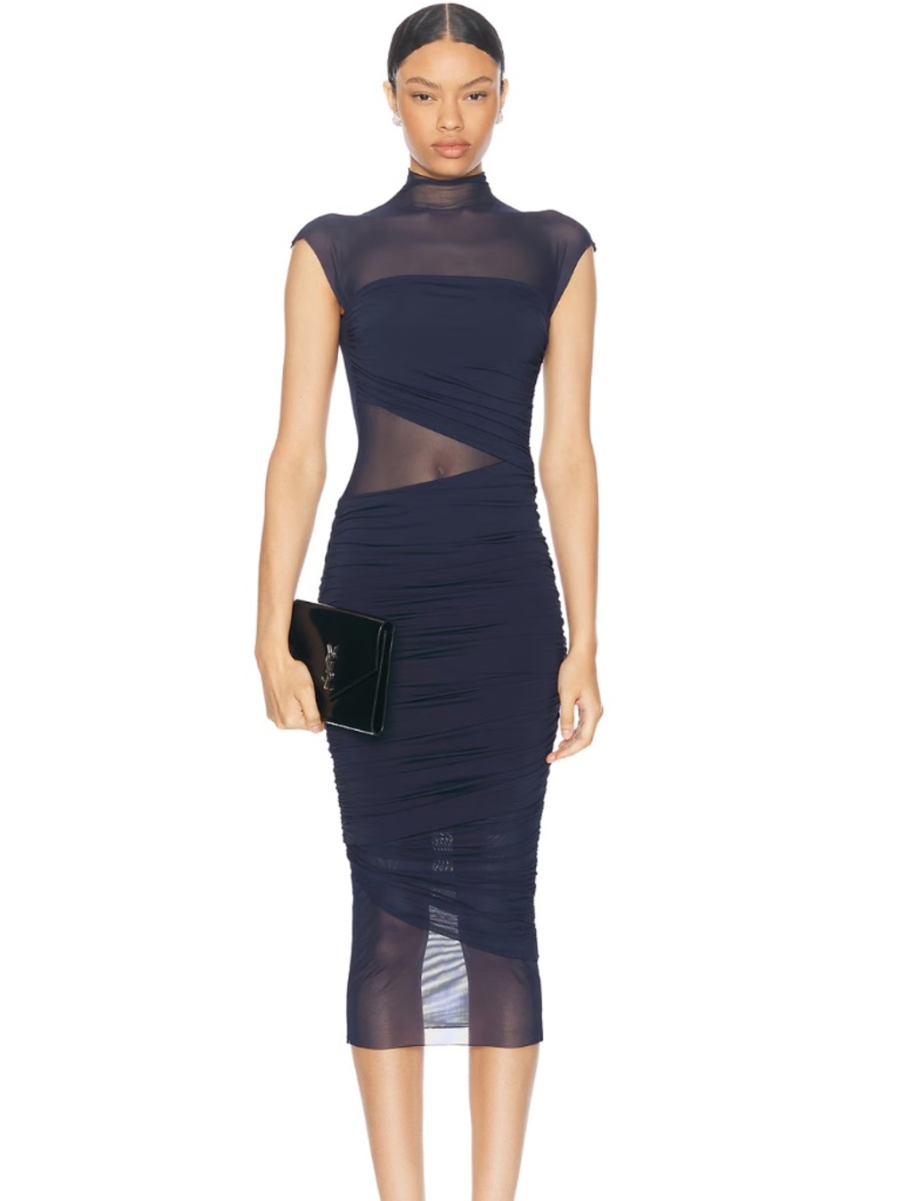 SEROYA Tabitha Navy Mesh Dress